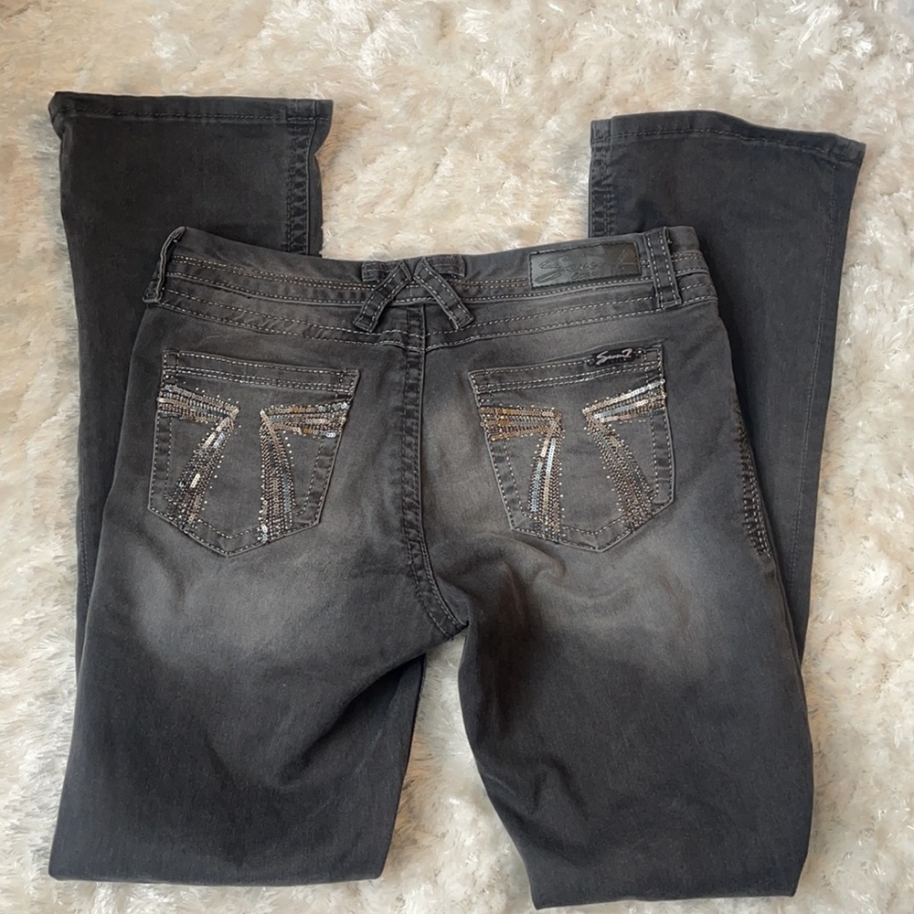 Seven7 Rocker Bootcut Rhinestone Jeans - Picture 5 of 10